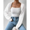 Women's Long Sleeve Open Front Knitted Crop Sweater Cardigan Drop Shoulder Knit Bolero Shrug - 4 of 4
