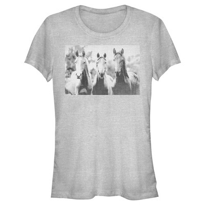 Juniors Womens Lost Gods Black And White Horses T-shirt - Athletic ...