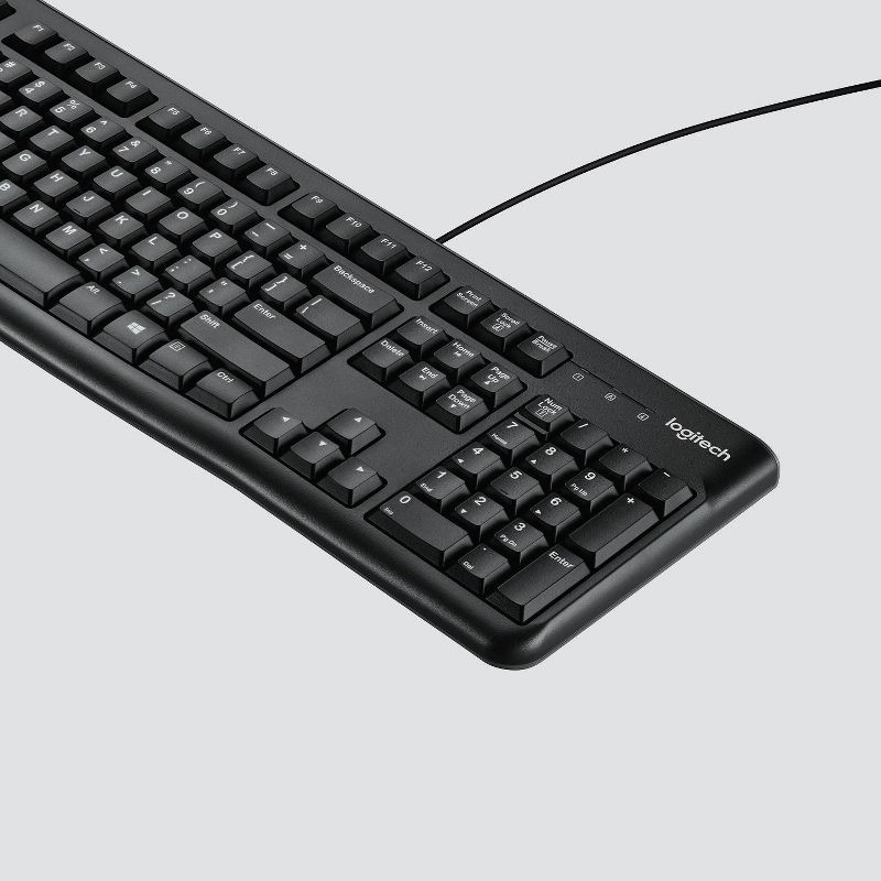 Logitech K120 Ergonomic Desktop USB Keyboard - Black (920-002478), 3 of 10