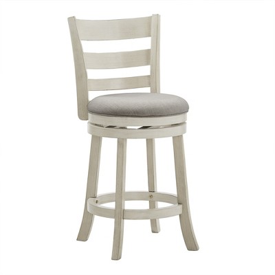 Inspire Q Hooper Counter Height Barstool Antique White Finish/Gray Linen