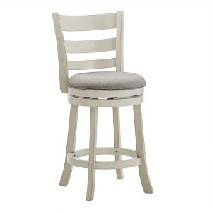 Inspire Q Hooper Counter Height Barstool Antique White Finish/Gray Linen - 1 of 2