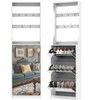 Vynxaria White Mirrored Shoe Cabinet Freestanding Coat Rack with 5 Hooks and Ample Shoe Storage, Ideal for Entrance Porch - 2 of 4