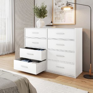 Akoasm 44.5 in. W 6-Drawer Dresser with Large Fabric Drawers For Living Room, Hallway & Entryway-White - 1 of 4