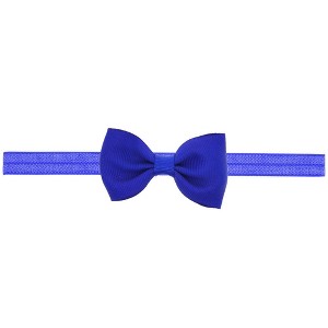 MyKids-Usa Newborn Baby 2 pcs. Small Size Bow Patched Pattern Solid Color Elastic Headband - 1 of 4