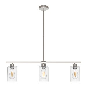 YANSUN 3-Light Chrome Kitchen Island Linear Pendant with Clear Glass Shades - 1 of 4