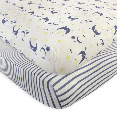 Touched by Nature Baby Organic Cotton Crib Sheet, Moon, One Size