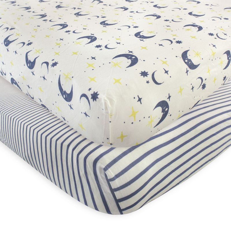 Touched by Nature Baby Organic Cotton Crib Sheet, Moon, One Size, 1 of 3