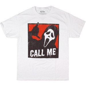Seven Times Six Mens' Ghost Face Call Me Distressed Image Graphic Print T-Shirt White - 1 of 3