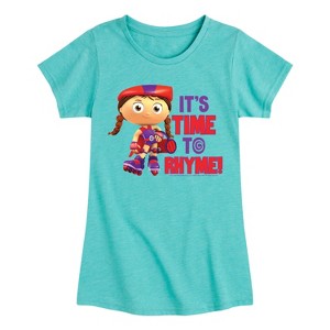 Girls' - Super Why - Its Time To Rhyme Red Fitted Short Sleeve Graphic T-Shirt - 1 of 4