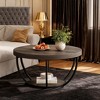 Gulches 31.5" Round Coffee Table, 2-Tier Storage (31.5"×31.5" Top + 18.11"×18.11" Base), Sturdy Engineered Wood and Metal Frame - 3 of 4