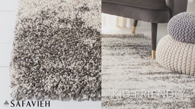 Ivory and Gray 7' x 7' Square Shag Area Rug