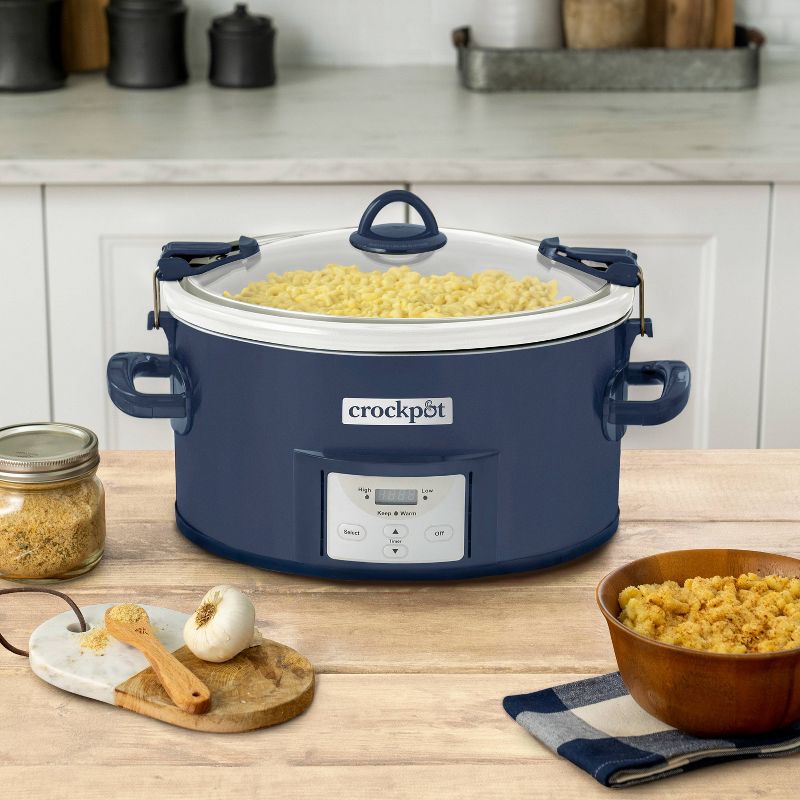 Crock-Pot 7qt One Touch Cook and Carry Slow Cooker - Blue, 5 of 8