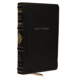 Kjv, Sovereign Collection Bible, Personal Size, Genuine Leather, Black, Thumb Indexed, Red Letter Edition, Comfort Print - by  Thomas Nelson - 1 of 1