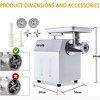 772lbs/H Electric Meat Grinder 1500W Sausage Stuffer With 2 Blades & 2 Grinding Plates - 2 of 4