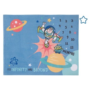 NoJo Disney Toy Story Blue, Orange, and Yellow To Infinity and Beyond Super Soft Photo Op Milestone Baby Blanket - 1 of 4