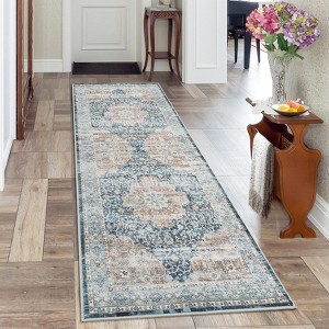 Machine Washable Area Rug Low Pile Non Slip Floor Carpet Vintage Distressed Flower Rug Soft Non Shedding Carpet for Kitchen Bedroom Living Room - 1 of 4