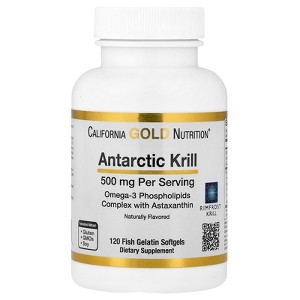 Antarctic Krill Oil, Ultra-High Omega-3 with Astaxanthin, Natural Strawberry & Lemon Flavor, Non GMO, Gluten Free, 500 mg, 120 Fish Gelatin Softgels - 1 of 4