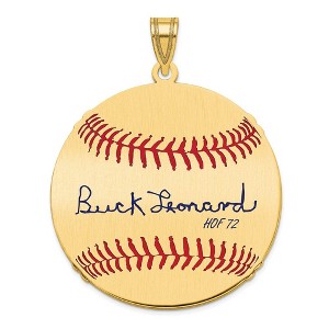 Black Bow Jewelry 14K Gold Plated Buck Leonard Signature LG Enamel Baseball Pendant - 1 of 4