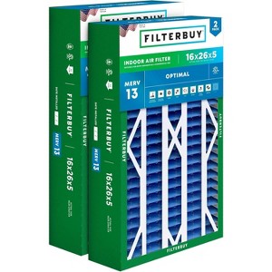 Filterbuy 16x26x5 Air Filter (2-Pack), Pleated MERV 13 Health Defense HVAC AC Furnace Filters for Electro-, Emerson, White Rodgers, & Comfort Plus - 1 of 4