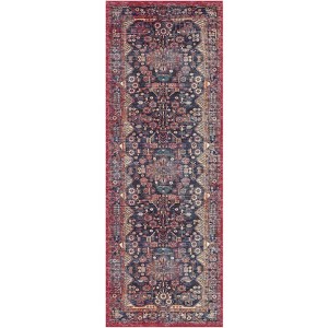 Nourison Fulton Vintage Floral Medallion Non-Slip Flatwoven Indoor Rug Red 1'10" x 5' - 1 of 4