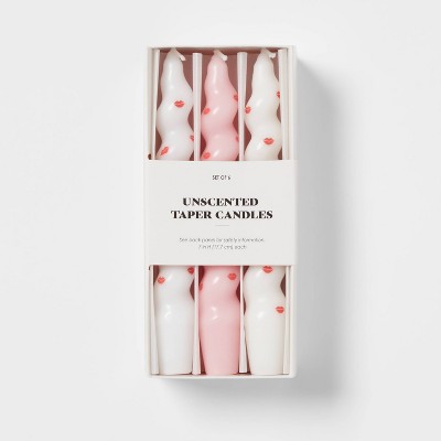 6pk Taper Candle Set White and Pink - Room Essentials™