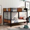 Whisen Full-Over-Full Bunk Bed & Steel Bed Frame with Built-in Ladder and Guard Rail - Brown - 2 of 4