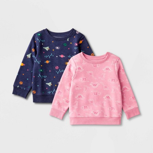 Toddler Girls' 2pk Fleece Pullover Sweatshirt - Cat & Jack™ Pink/navy Blue  5t : Target