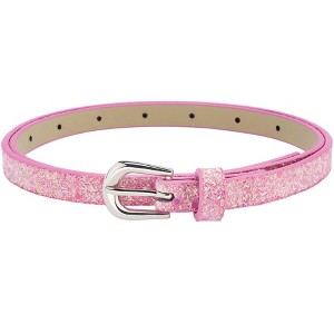 INSPIRE CHIC Women's Shinny Sparkly Bling Extra Thin Skinny PU Leather Waist Belts 1 Pc - 1 of 4