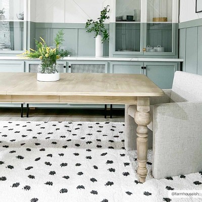 Chaia Black and White Dotted Plush Polyester Rug