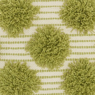 18" Square Lime Green Cotton Tufted Pom Pom Throw Pillow