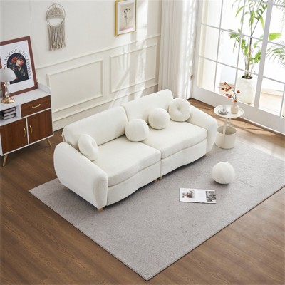 SKRAN Modern Sofa for Living Room, 84" Chenille Sofa Couch, Sectional Love Seat Couch, Upholstered Sofa for Apatment Bedroom Home Office (White)