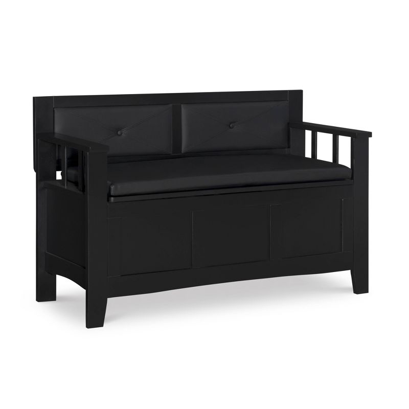44.5&#34; Carlton Solid Wood Faux Leather Upholstered Padded Storage Bench Black &#8211; Linon, 1 of 17