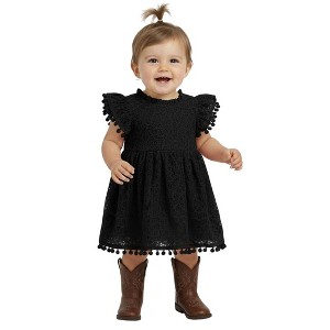 2Bunnies Lace Pom Pom Trim Baby Girl Dress - 1 of 4