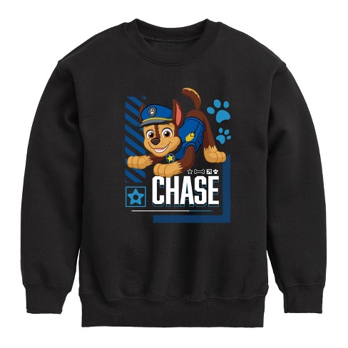 Paw Patrol Chase Character Graphic Long Sleeve Fleece Sweatshirt Black 5t Target