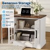 Acekool 24" Wood Nightstand with Charging Station, Farmhouse End Table with Tempered Glass Doors, Adjustable Shelf, USB Ports - 2 of 4