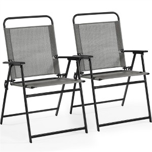 Yaheetech Set of 2 Outdoor Foldable Dining Chairs with Backrest and Armrests - 1 of 4