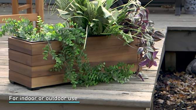 Sunnydaze Indoor/Outdoor Rectangle Acacia Wood Planter Box with Plastic Liner - 24.25", 2 of 9, play video