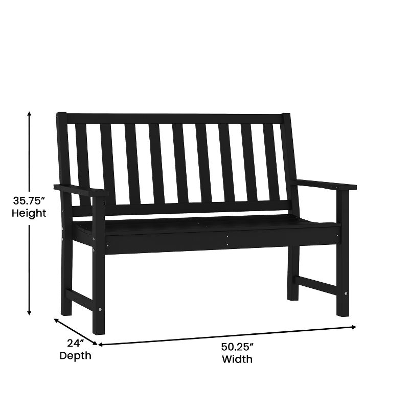 Flash Furniture Ellsworth Commercial Grade All Weather Indoor/Outdoor Recycled HDPE Bench with Contoured Seat, 4 of 10