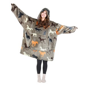 Women’s Leisure Studio Blanket Hoodie Woman Flannel Oversized Sweatshirt, Soft Fleece Loungewear Blanket Hoodie Wearable, Gift Woman - Tirrinia - 1 of 4