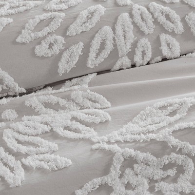 King White Cotton Tufted Chenille Comforter Set