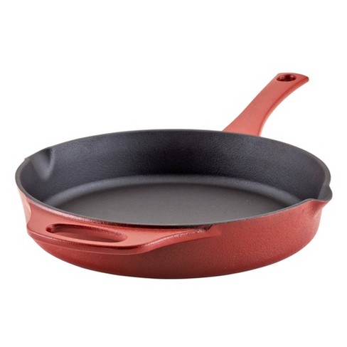 ExcelSteel 447 3 PC Cast Iron Skillet Set with Red Enamel Coating