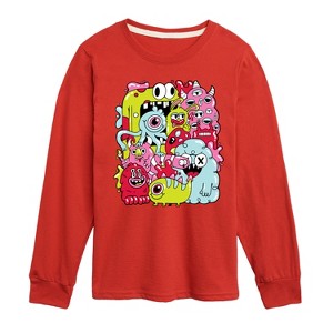 Boys' - Instant Message - Monster Doodle Long Sleeve Graphic T-Shirt - 1 of 4