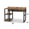 Vynxaria Rasse Black Metal Frame 58" Oak Wooden Top Desk 2 Shelves for Home Office Writing Computer Work - 2 of 4