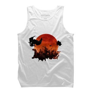 Men's Design By Humans Spooky Halloween Blood Moon Eclipse Ghostly Birds By KateLCardsNMore Tank Top - 1 of 3
