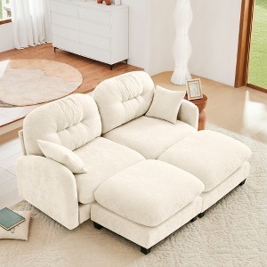 DOMETOUR Cloud Sectional Couch with 2 Ottoman, Beige Chenille Fabric Sofa, Tufted Backrest, Soft Pillows, High-Density Foam, Easy Assembly - 1 of 4