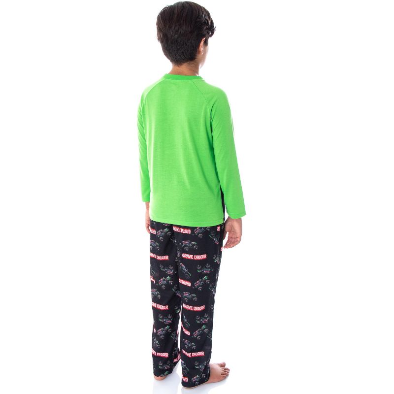 Monster Jam Boys' Grave Digger Monster Truck Shirt And Pants Pajama Set, 4 of 5
