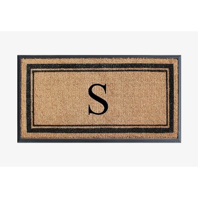 A1HC Natural Rubber Coir Outdoor Doormat 24x48 Monogrammed Anti-Shed Treated Durable Front Door Mat
