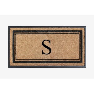 A1HC Natural Rubber Coir Outdoor Doormat 24x48 Monogrammed Anti-Shed Treated Durable Front Door Mat - 1 of 4