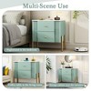 Whisen Modern Minimalist Nightstand with 2 Storage Drawer, Golden Metal Handles and Legs, Unique Textured Design - 4 of 4