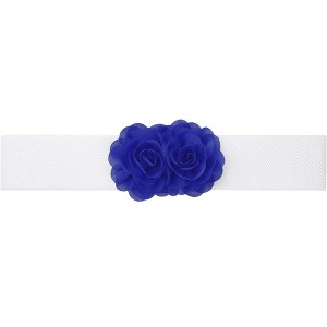 INSPIRE CHIC Women's Large Chiffon Rose Double-Flower Elastic Stretch Wide Corset Waist Belt 1 Pc - 1 of 4